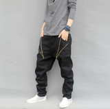 HZIJUE Men's Clothing Fashion Casual Hip Hop Harem Cross Baggy Pants Men Drop Crotch Pants Pantalones Hombre Mens Joggers