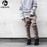 HZIJUE Cool Black/Green korean hip hop fashion pants with zippers factory connection mens urban clothing joggers men