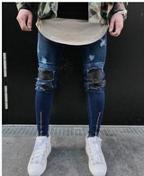 HZIJUE 2017 Newest Fashion Tie-Dye Hole Destroyed Mens Slim Denim Straight Biker Skinny Jeans Men Ripped Jeans size 28-36