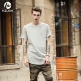 HZIJUE 2017 s/s men extended kanye  t-shirt cotton swag mens t shirts skateboard tshirt solid hip hop T shirt men's tees tops