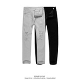 HZIJUE 2017 New Black Ripped Jeans Men With Holes Super Skinny Famous Designer Brand Slim Fit Destroyed Torn Jean Pants For Male