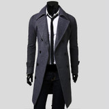 2017 Cool Men Double Breasted Overcoat Outwear Trench Coat Winter Long Jacket