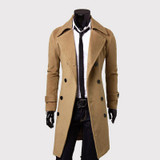 2017 Cool Men Double Breasted Overcoat Outwear Trench Coat Winter Long Jacket
