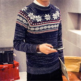 2017 Christmas Sweater New Autumn Fashion Brand Casual Jacquard Male Sweater O-Neck Slim Knitted Men's Sweaters Men Pullovers
