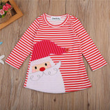2017 Christmas Girl Dress Bebes Baby Girl Striped Dresses Long Sleeve Cute Cotton Dresses Kids Dress For Girls Xmas Vestido 1-7Y