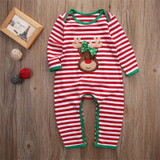 2017 Christmas Baby Girls Boys Clothes Newborn Infant Bebes Striped Romper Kids Christmas Costume Clothing 0-24M
