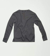 Waffle Knit Long Sleeve Henley - Charcoal