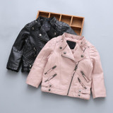 Kids Jacket Girl PU Leather Boys Jackets Clothes Black Jackets Babies Children Autumn Coats