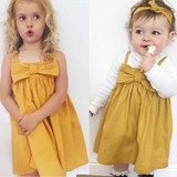 Kids Infant Baby Girl Clothing Dress Toddler Kid Sleeveless Sundress Bowknot Sleeveless Mini Dresses Kids Dresses Outfit
