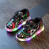 Kids Glowing Sneakers Luminous Shoes For Girls Boys LED Lighted Casual Shoes PU Leather Sports Shoes Fashion Soft EU21-30