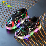 Kids Glowing Sneakers Luminous Shoes For Girls Boys LED Lighted Casual Shoes PU Leather Sports Shoes Fashion Soft EU21-30