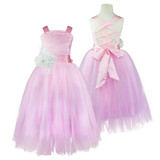 Kids Girls Wedding Girls Bridesmaid Dress Princess Party Pageant Formal Dress Crossed Back Sleeveless Lace Tulle Dress 2-14Y