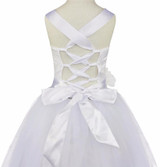 Kids Girls Wedding Girls Bridesmaid Dress Princess Party Pageant Formal Dress Crossed Back Sleeveless Lace Tulle Dress 2-14Y