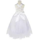Kids Girls Wedding Girls Bridesmaid Dress Princess Party Pageant Formal Dress Crossed Back Sleeveless Lace Tulle Dress 2-14Y