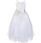 Kids Girls Wedding Girls Bridesmaid Dress Princess Party Pageant Formal Dress Crossed Back Sleeveless Lace Tulle Dress 2-14Y