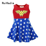 Kids Girls Tutu Dress Superhero Halloween Christmas Birthday Party Costume Wonder Woman Superman Dress