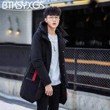 BTKSYXGS 2017 New winter men's down jacket coat Tide fashion Medium-long Thick warm Hooded parka outerwear 991