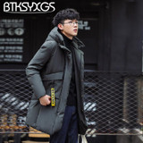 BTKSYXGS 2017 New winter men's down jacket coat Tide fashion Medium-long Thick warm Hooded parka outerwear 991