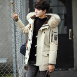 BTKSYXGS 2017 Men's winter Large fur collar lambs wool Hoodies down jackets coats parkas fashion Thick warm outerwears overcoats