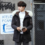 BTKSYXGS 2017 Men's winter Large fur collar lambs wool Hoodies down jackets coats parkas fashion Thick warm outerwears overcoats