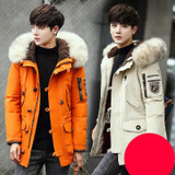 BTKSYXGS 2017 Men's winter Large fur collar lambs wool Hoodies down jackets coats parkas fashion Thick warm outerwears overcoats