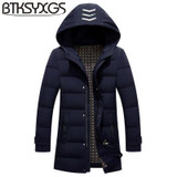 BTKSYXGS 2017 men's casual hoodies down jacket coat parka fashion winter medium-long design Thickening warm outerwear overcoat