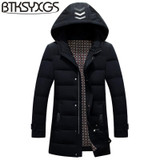 BTKSYXGS 2017 men's casual hoodies down jacket coat parka fashion winter medium-long design Thickening warm outerwear overcoat