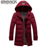 BTKSYXGS 2017 men's casual hoodies down jacket coat parka fashion winter medium-long design Thickening warm outerwear overcoat