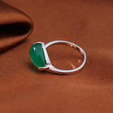 BSL Fine Jewelry Green Gemstone Rings, Real 925 Sterling Silver Rings For Women Wedding Adjustable Size BSL Fine Jewelry Green Gemstone Rings, Real 925 Sterling Silver Rings For Women Wedding Adjustable Size