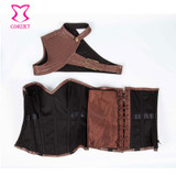 Brown Leather Armor Corset Sexy Gothic Corsets And Bustiers Vintage Steampunk Clothing Corpetes E Espartilhos Plus Size S-6XL