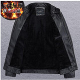 2017 short designM-5XL  male genuine leather clothing plus size plus velvet slim motorcycle leather jacket outerwear