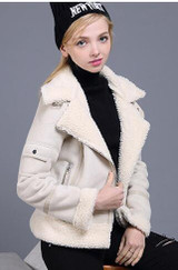 2017 Shearling Sheepskin Coats Women Thick Suede Jackets Women Autumn Winter Lambs Wool Short Motorcycle Coats