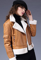 2017 Shearling Sheepskin Coats Women Thick Suede Jackets Women Autumn Winter Lambs Wool Short Motorcycle Coats
