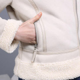 2017 Shearling Sheepskin Coats Women Thick Suede Jackets Women Autumn Winter Lambs Wool Short Motorcycle Coats