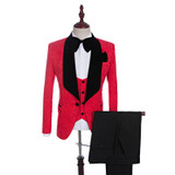 2017 Shawl Lapel Slim Fit Groom Tuxedos Red/White/Black Men Suits Latest Coat Pant Designs Men Wedding Suits For Men Prom Tuxedo