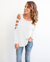 2017 Sexy Women Cotton Shirts O Neck Hollow Out Long Sleeve Sexy Women Tops Solid Blouse Summer Casual Blusas Mujer LX136