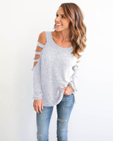 2017 Sexy Women Cotton Shirts O Neck Hollow Out Long Sleeve Sexy Women Tops Solid Blouse Summer Casual Blusas Mujer LX136