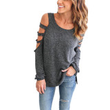 2017 Sexy Women Cotton Shirts O Neck Hollow Out Long Sleeve Sexy Women Tops Solid Blouse Summer Casual Blusas Mujer LX136
