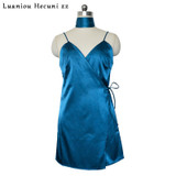 2017 Sexy Summer Women Dress Satin Slip Deep V Neck Spaghetti Strap Party Short Dresses Solid Ladies Mini Dress Vestidoes C099