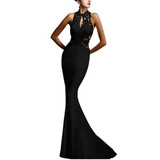 2017 Sexy Sleeveless Lady Dress Wedding Bridesmaid Long Formal Party Backless Lace Dress Mermaid Party Dress Vestidos Robe