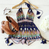 2017 Sexy Rompers Womens Summer Jumpsuit High Waist Gorgeous Multi Straps Print Backless Playsuit Shorts Jumpsuits Plus Size