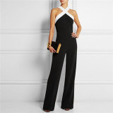 2017 Sexy Off Shoulder Backless Jumpsuit Playsuit Women Black Long Jumpsuits Sleeveless Bandage Bodycon Rompers Bodysuit Overall
