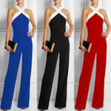 2017 Sexy Off Shoulder Backless Jumpsuit Playsuit Women Black Long Jumpsuits Sleeveless Bandage Bodycon Rompers Bodysuit Overall