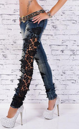 2017 Sexy Lace Women Jeans Long Pencil Denim Pants Femme Skinny Boyfriend Jeans Woman Plus Size