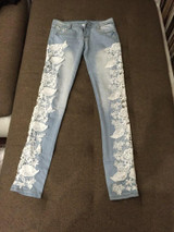 2017 Sexy Lace Women Jeans Long Pencil Denim Pants Femme Skinny Boyfriend Jeans Woman Plus Size