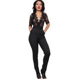 2017 Sexy Jumpsuit Women Deep V Neck Bodycon Overalls Lace Rompers Womens Jumpsuit Playsuits Long Pants Sheer Patchwork Bodysuit 2017 Sexy Jumpsuit Women Deep V Neck Bodycon Overalls Lace Rompers Womens Jumpsuit Playsuits Long Pants Sheer Patchwork Bodysuit
