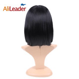 Alileader Wigs For Black And White Women Natural Black Lace Front Wig 12 Inch Short Synthetic High Temperature Fiber Bob Wigs