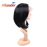 Alileader Wigs For Black And White Women Natural Black Lace Front Wig 12 Inch Short Synthetic High Temperature Fiber Bob Wigs