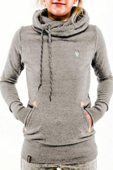 Alien Solid Hooded Women Hoodies Sweatshirts 2017 Hooded Collar Pocket Long Sleeve Pullovers Female Casual Drawstring Tops 30@J