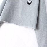 Alien Printed Long-sleeved Women Sweatshirt 2017 New Autumn Velvet Hoodie Loose Casual Short Sweatshirts Crop Top